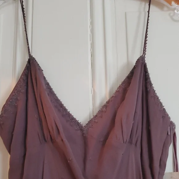 Jones New York Purple Ruffled Asymmetrical Slip Dress With Beading